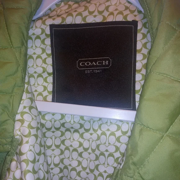 Coach Green Quilted Lightweight Jacket Diamond Stitching . Size Large - Picture 9 of 9